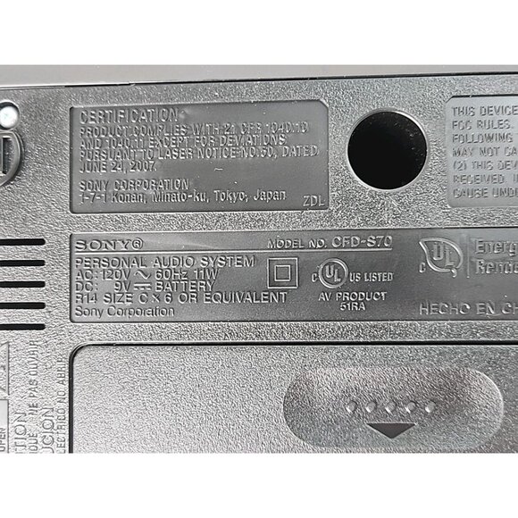SONY CFD-S70 Stereo CD Player Cassette Recorder AM/FM Radio Boombox Tested Works - Picture 11 of 12